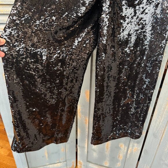 Proenza Schouler Sequin Wide Leg Karate Pants Black Sz S - Picture 10 of 15